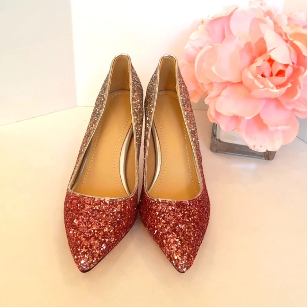 NEW ! Women's glamorous pink silver glitter high heels pumps Wedding Party Prom